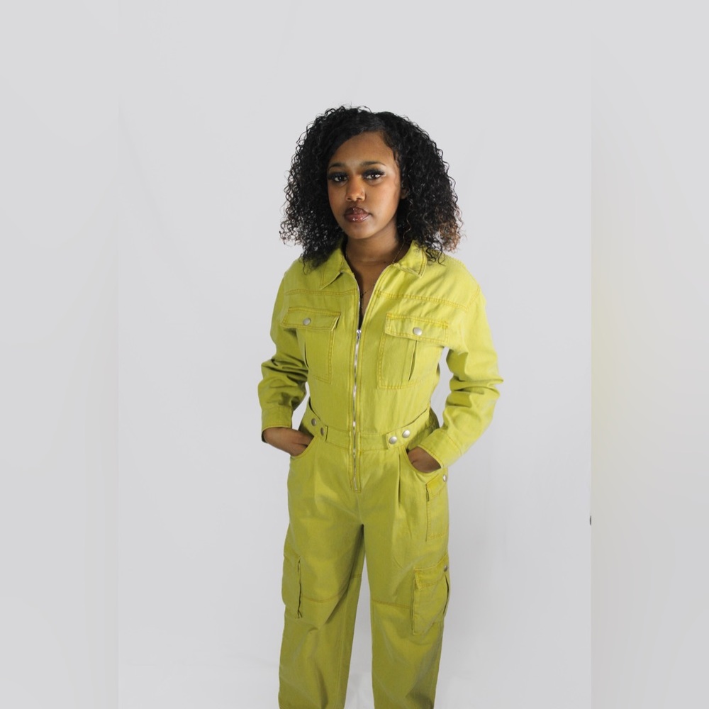 Key lime Cargo Jumpsuit